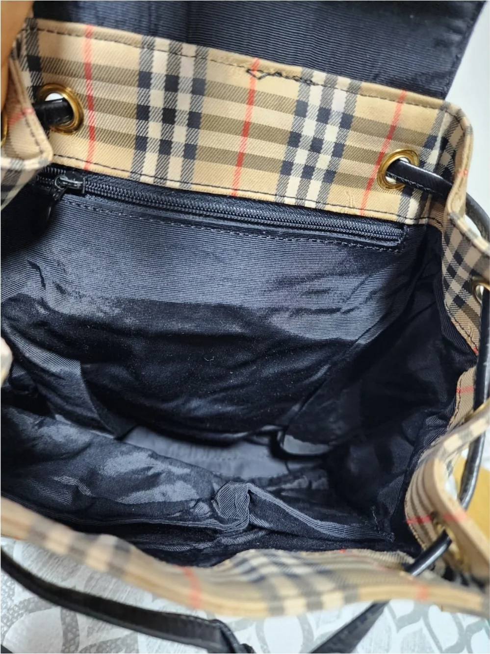 Burberry Vintage Haymarket Check Buckle Backpack Black/Beige